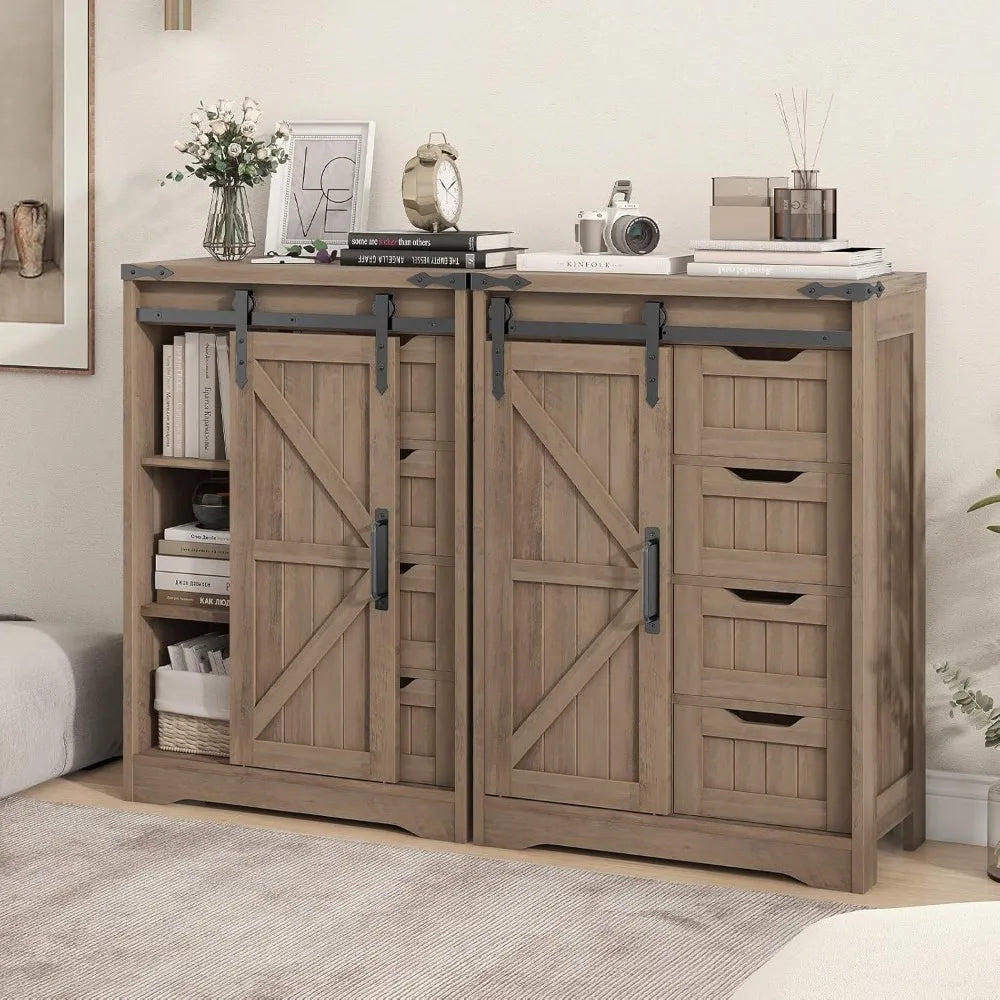 Rustic Grey Floor Storage Cabinet