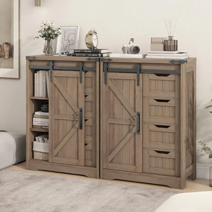 Rustic Grey Floor Storage Cabinet